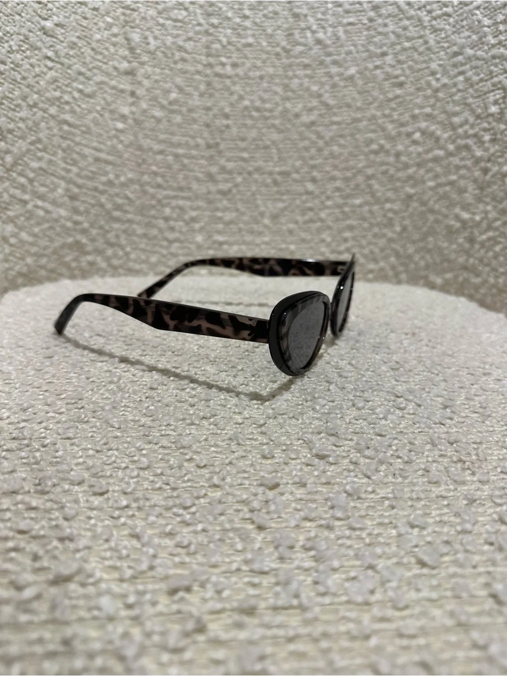 Cat-Eye Tortoiseshell Sunglasses - Black Lenses